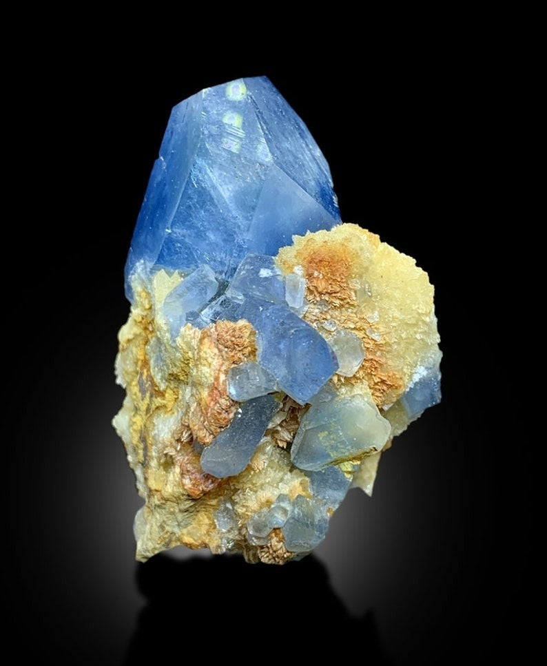 Celestine Crystals with Calcite Mineral Specimen from Afghanistan - 95 gram