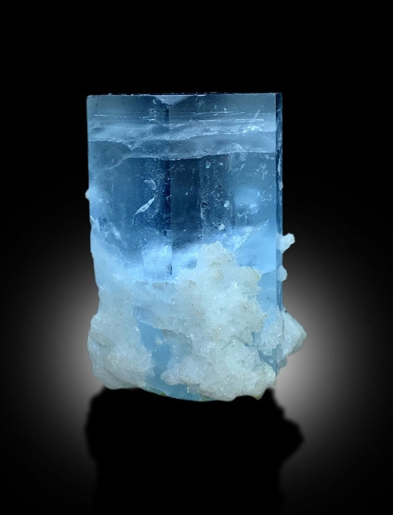 Natural Terminated Sky Blue Aquamarine With Albite From Shigar Valley SKardu Pakistan - 54 gram