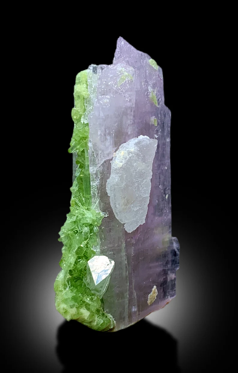 Natural Pink Kunzite With Green Tourmalines Cluster From Afghanistan - 57 gram