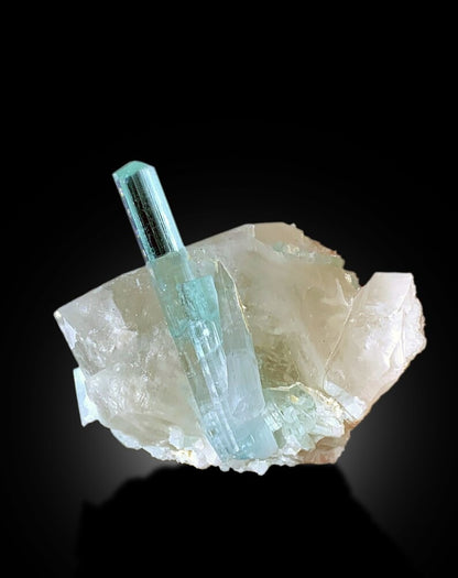 Seafoam Color Tourmalines on Quartz Mineral Specimen from Afghanistan - 130 gram
