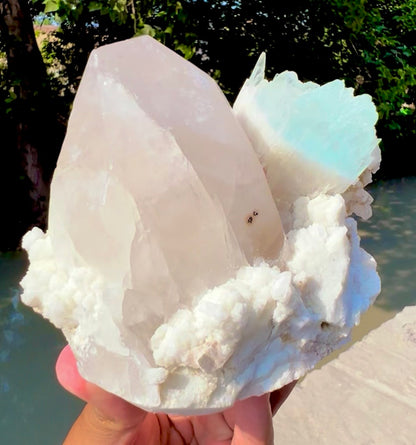 AquaMorganite crystal with Quartz and Albite from Pakistan, 1465 grams