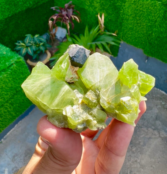 Peridot Crystals with Magnetite from Pakistan, 115 gram