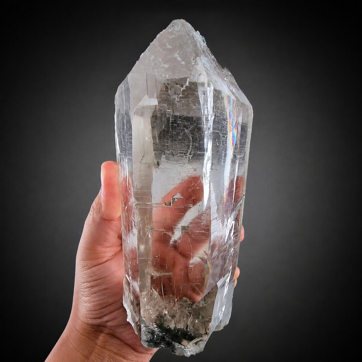 Clear Quartz Crystal with Chlorite Garden Inclusions, Cathedral Pattern, Tormiq Valley Pakistan, Collector Specimen, 1704 gram