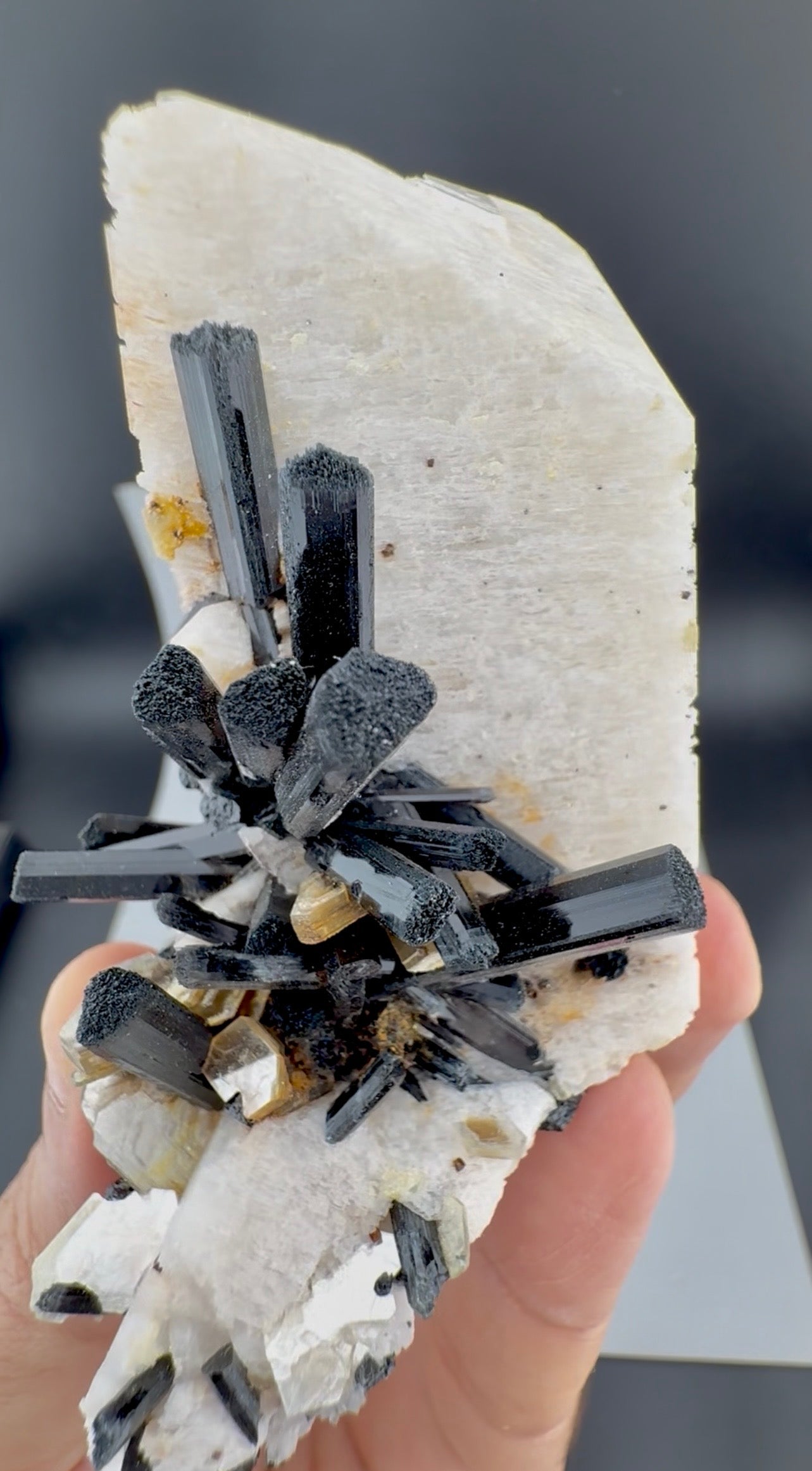 Schorl Tourmaline crystals on Microcline Feldspar from Pakistan, 186 gram