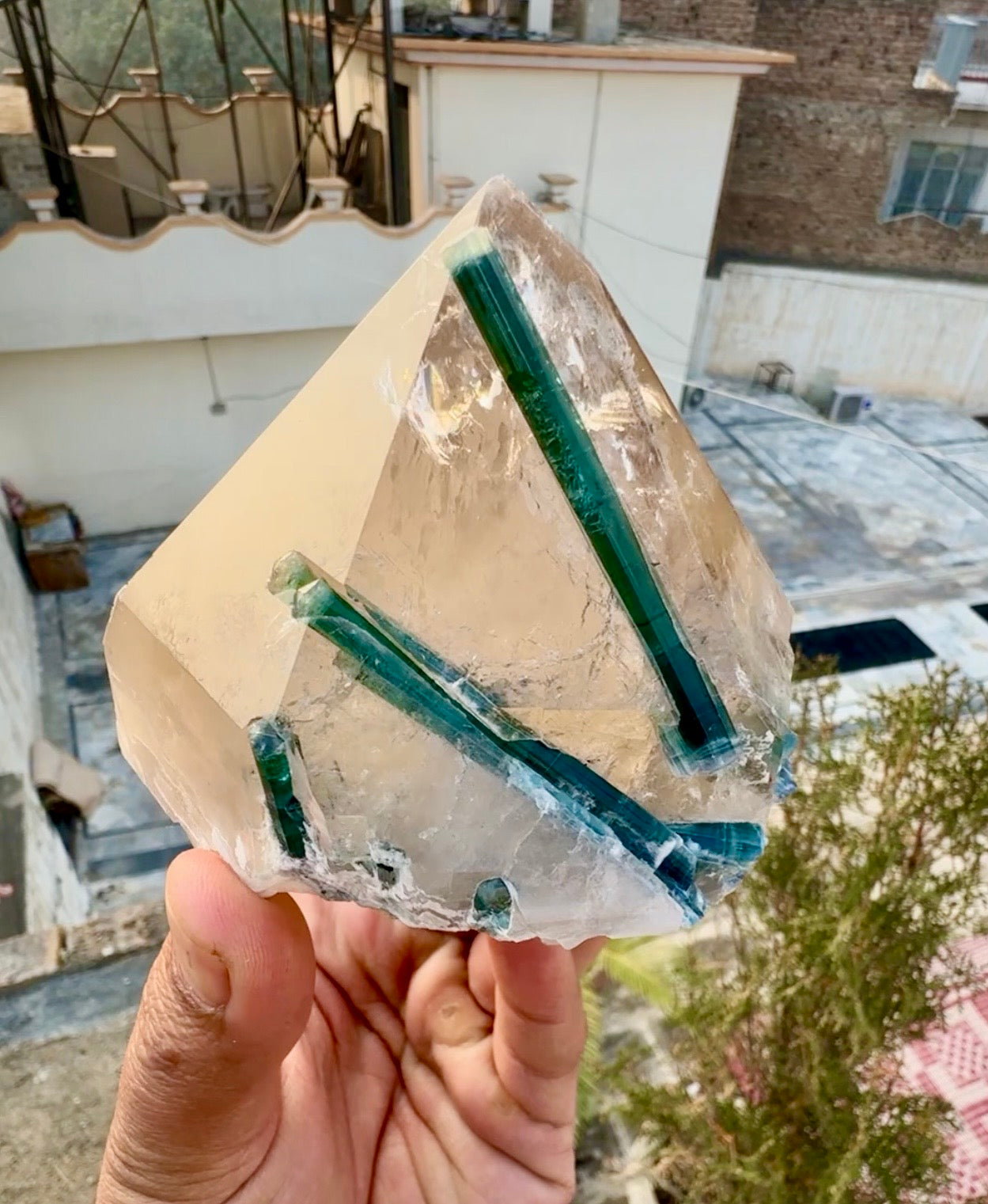 Indicolite Tourmaline on Smoky Quartz from Afghanistan, 677 gram