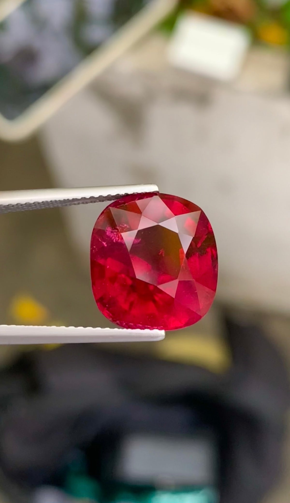 Neon Red Rubellite Tourmaline Gemstone, 11.81 ct