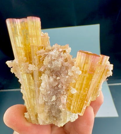 Pink and Orange Tourmaline Crystals Cluster with Lepidolite, 80 Gran