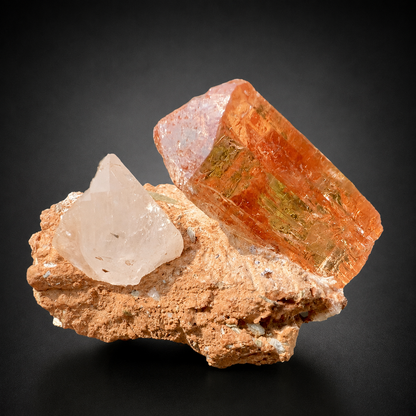 Natural Golden Topaz Crystal on Matrix from Katlang Pakistan, 59 gram
