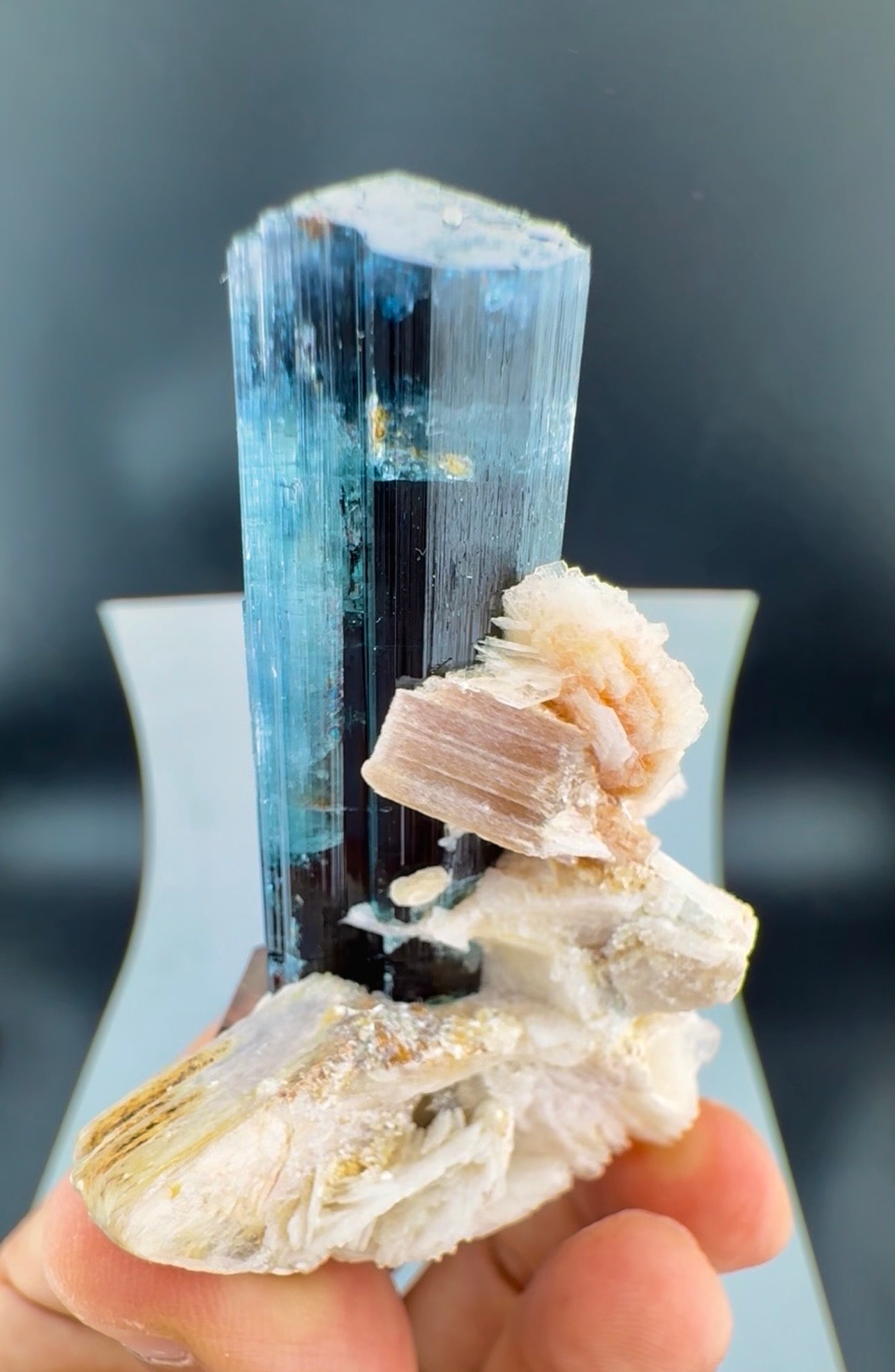 Indicolite Blue Tourmaline with Smoky Quartz, Albite and Mica from Afghanistan, 64 gram