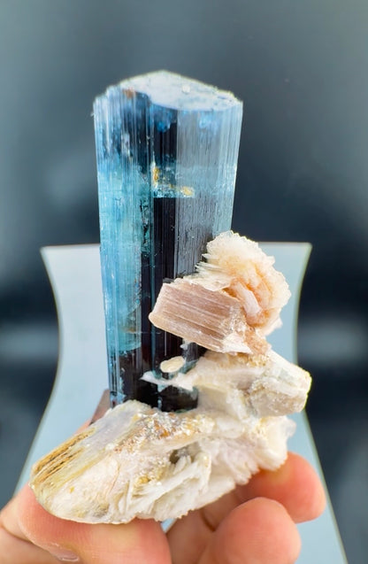 Indicolite Blue Tourmaline with Smoky Quartz, Albite and Mica from Afghanistan, 64 gram