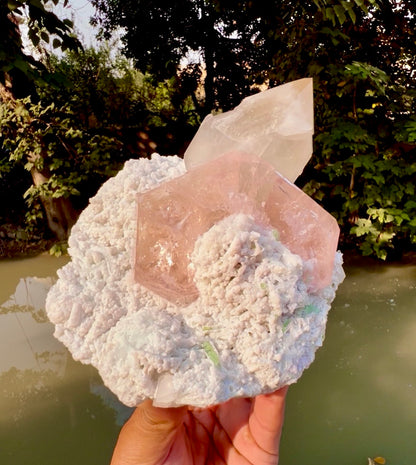 Morganite with Tourmalines, Quartz and Albite from Afghanistan, 1412 gram