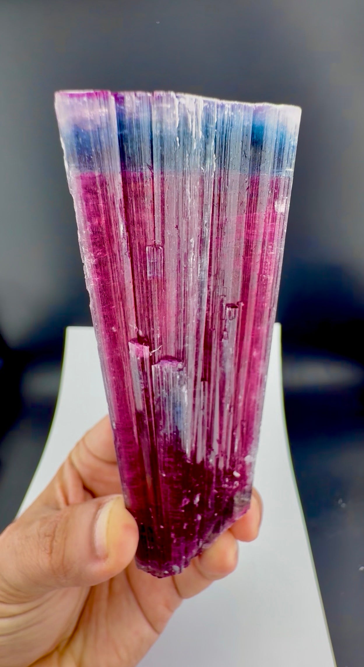Blue Cap Tourmaline Crystal from Afghanistan, 213 gram