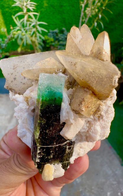 Blue Cap Tourmaline with Calcite from Paprok Afghanistan , 208 g