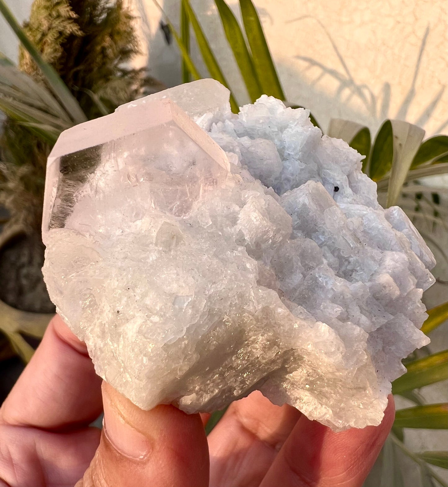 Morganite crysal with Quartz and Cleavlandite Albite from Afghanistan, 125 gram