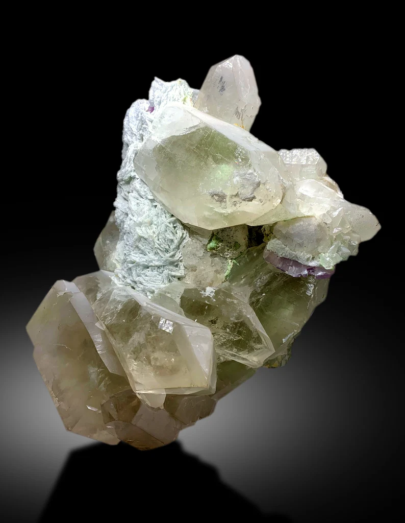 Afghanistan combination mineral specimen detail view
Natural untreated kunzite tourmaline quartz specimen