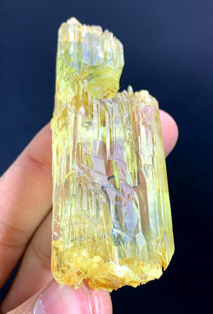 Afghanistan elongated triphane crystal detail view
Natural untreated prismatic triphane specimen