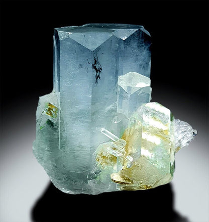 Aquamarine cluster dimensions 48 by 47 mm
Sky blue aquamarine cluster back angle view