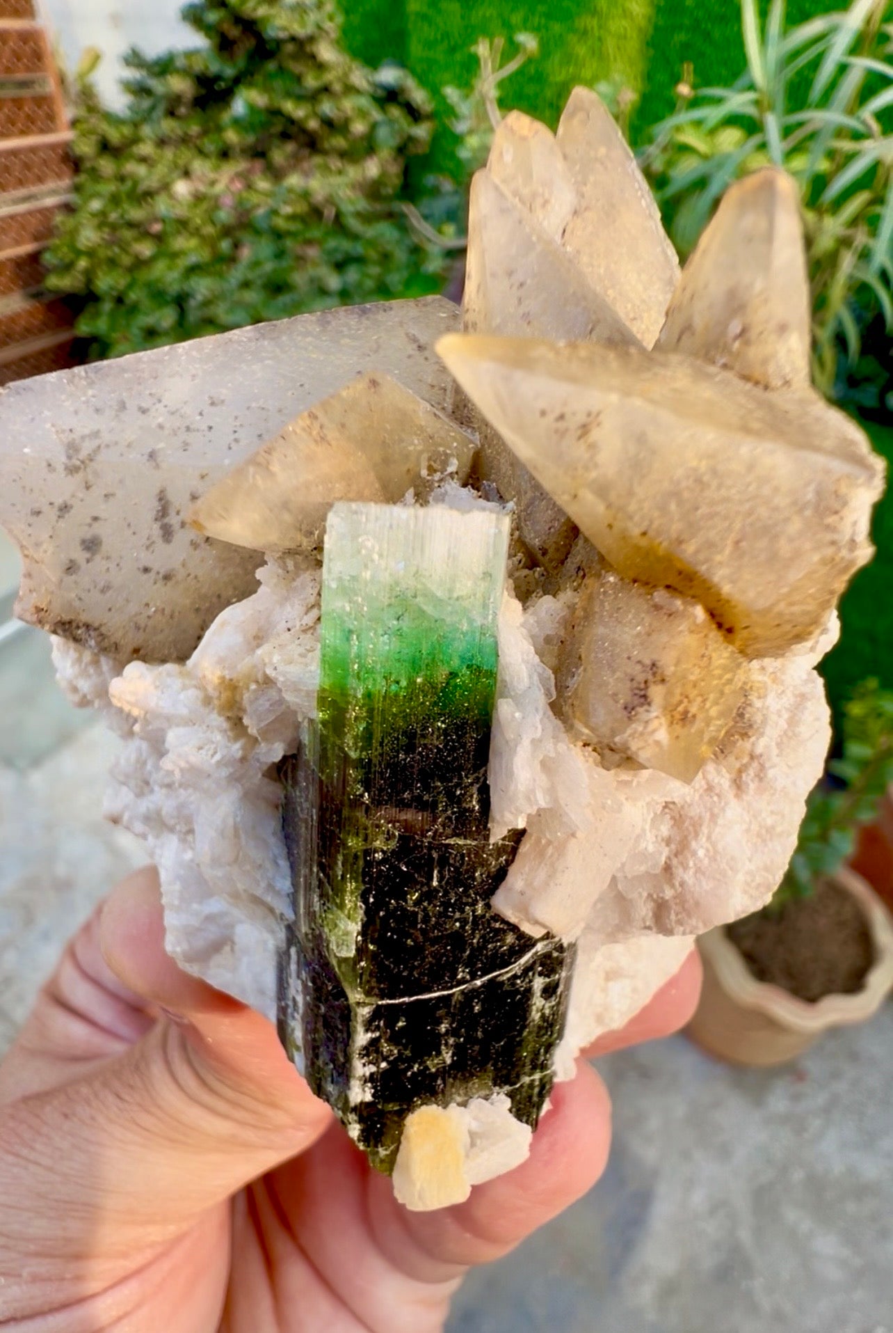 Blue Cap Tourmaline with Calcite from Paprok Afghanistan , 208 g