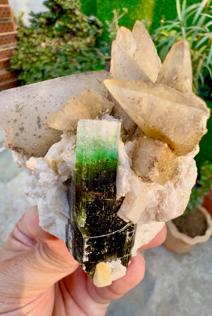 Blue Cap Tourmaline with Calcite from Paprok Afghanistan , 208 g