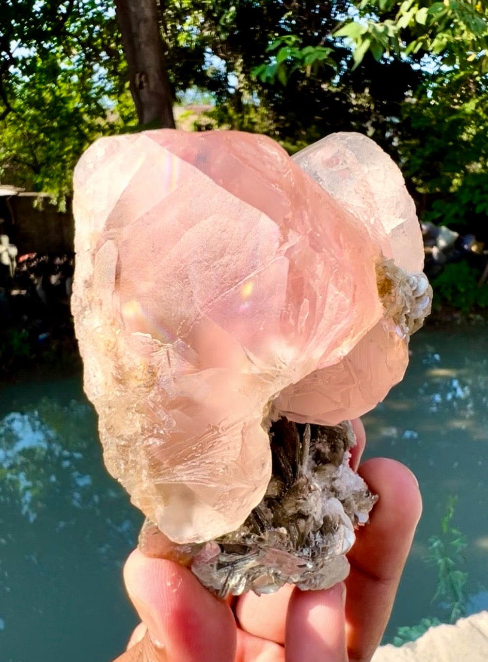 Pink Fluorite on Mica from Pakistan - 401 gram