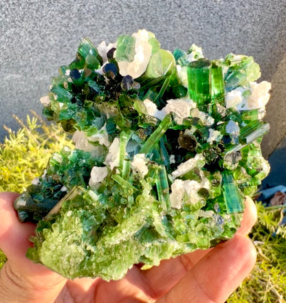 Green Tourmalines with Pink Kunzite from Afghanistan, 291 gram