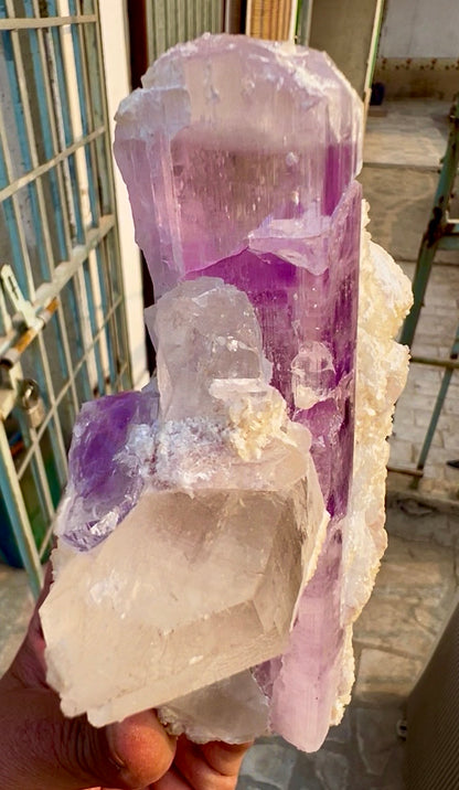Kunzite Crystal with Quartz and Lepidolite from Afghanistan, 958 gram