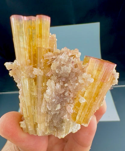 Pink and Orange Tourmaline Crystals Cluster with Lepidolite, 80 Gran