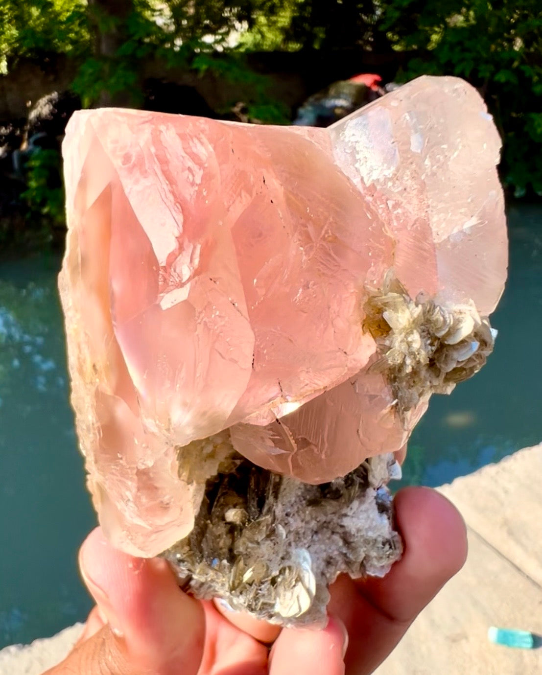 Pink Fluorite on Mica from Pakistan - 401 gram