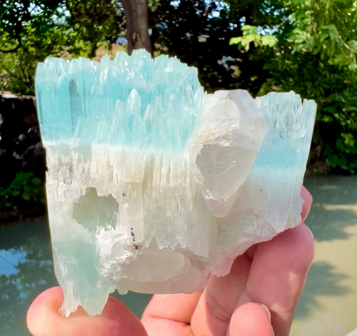AquaMorganite crystal with Quartz and Feldapar from Pakistan, 240 grams