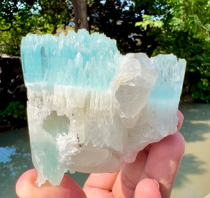 AquaMorganite crystal with Quartz and Feldapar from Pakistan, 240 grams