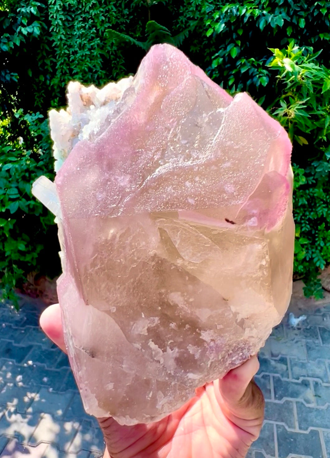 Crystallized Rose Quartz with Tourmaline on Smoky Quartz from Afghanistan, 1830 gram