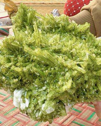 Green Tourmaline Crystals Cluster on matrix from Chapu Mine Pakistan, 3418 gram