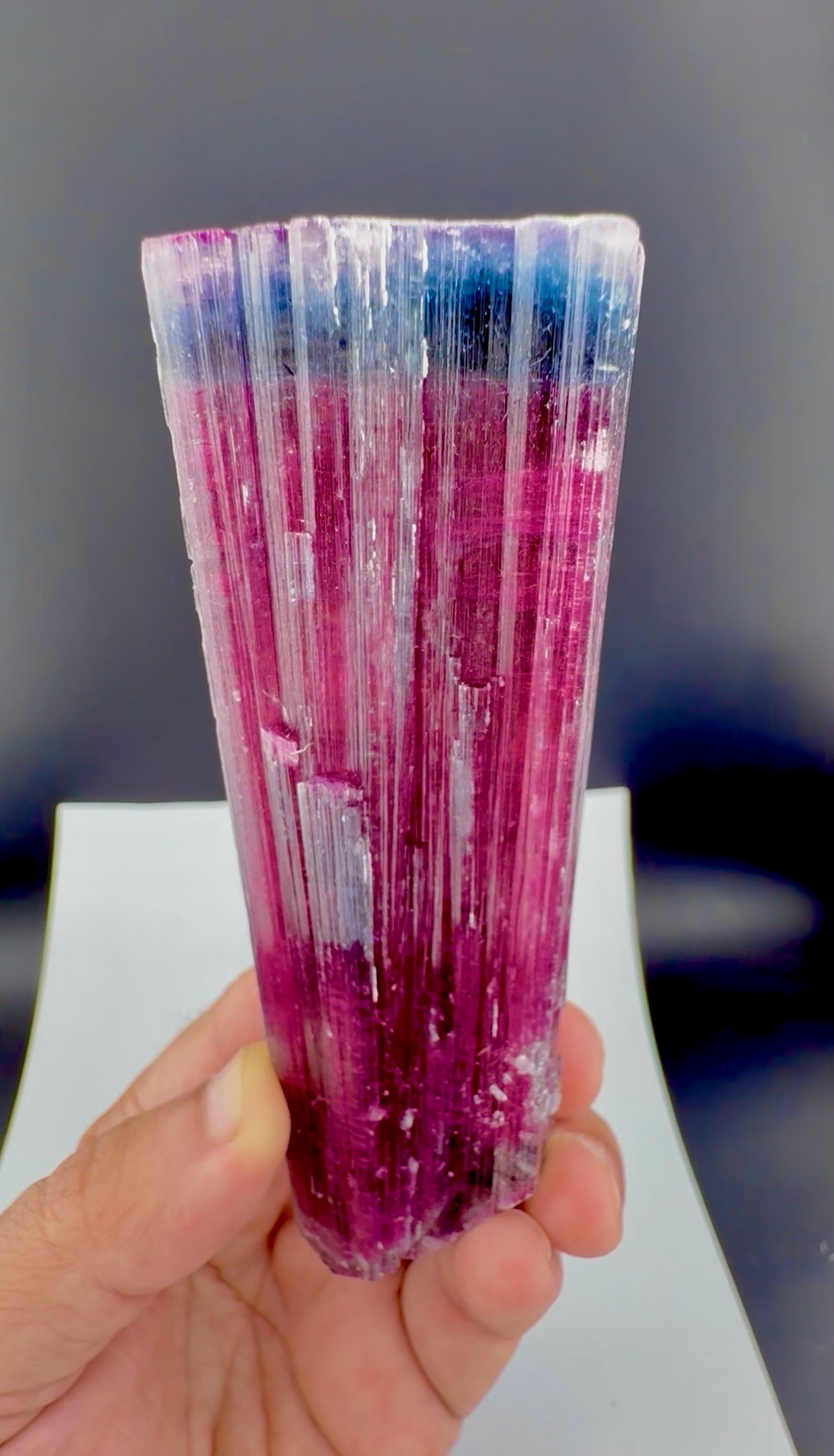 Blue Cap Tourmaline Crystal from Afghanistan, 213 gram