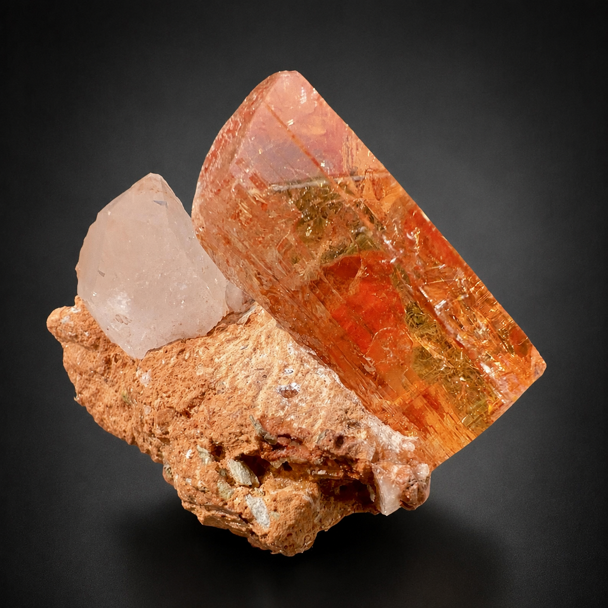 Natural Golden Topaz Crystal on Matrix from Katlang Pakistan, 59 gram
