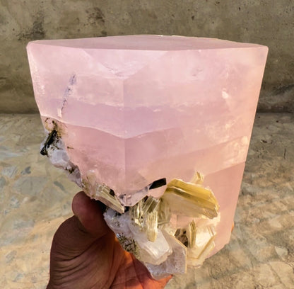 Pink Morganite crystal with Tourmalines and Mica from Pakistan, 2339 gram