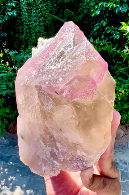 Crystallized Rose Quartz with Tourmaline on Smoky Quartz from Afghanistan, 1830 gram
