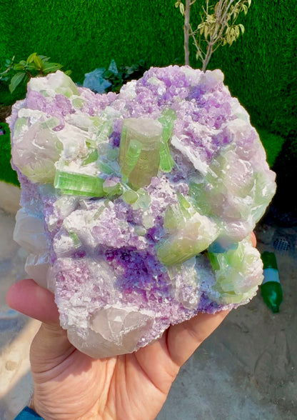 Watermelon Tourmaline Crystals with Lepidolite and Quartz from Paprok, 1300 gram