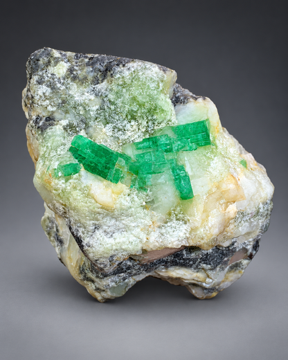 Natural Green Emerald Crystal On Matrix From Pakistan - 45 Grams