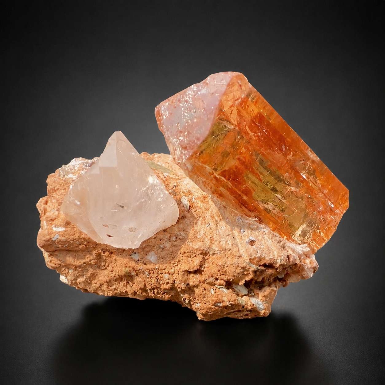 Natural Golden Topaz Crystal on Matrix from Katlang Pakistan, 59 gram