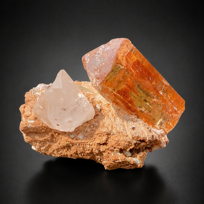 Natural Golden Topaz Crystal on Matrix from Katlang Pakistan, 59 gram