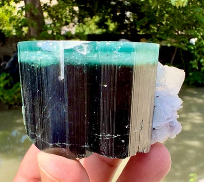 Blue Cap Tourmaline, Pink Lepidolite, Quartz and Albite specimen from Afghanistan, 205 gram