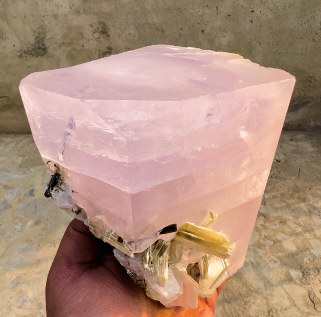 Pink Morganite crystal with Tourmalines and Mica from Pakistan, 2339 gram