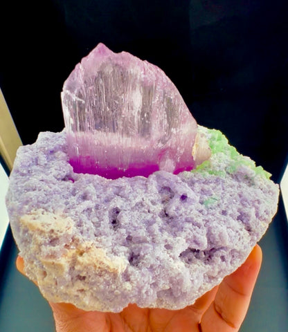 Pink Kunzite with Green Tourmalines on Lepidolite from Afghanistan, 749 gram