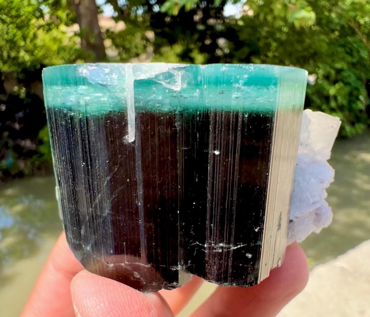 Blue Cap Tourmaline, Pink Lepidolite, Quartz and Albite specimen from Afghanistan, 205 gram