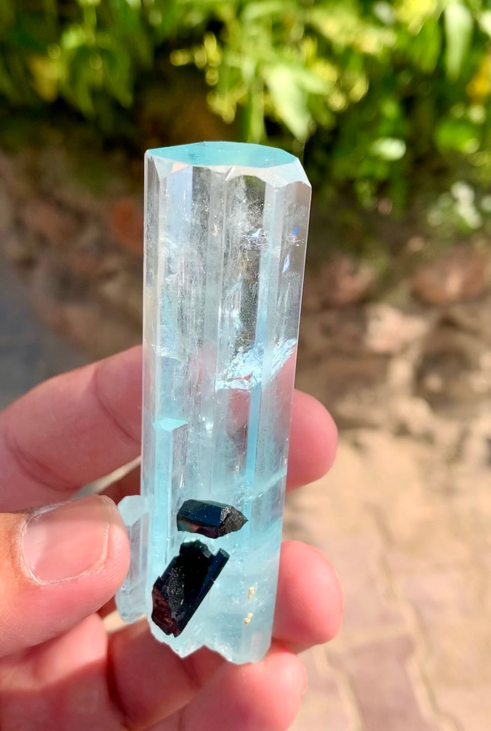 Aquamarine crystal with Schorl Tourmaline, 79 gram