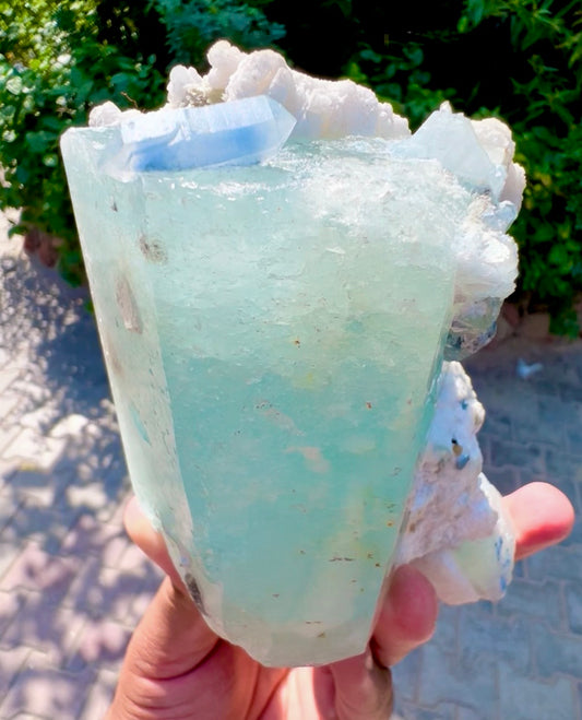 Aquamarine with Blue Indicolite Quartz and Albite from Afghanistan, 1277 gram