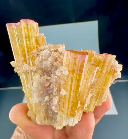 Pink and Orange Tourmaline Crystals Cluster with Lepidolite, 80 Gran
