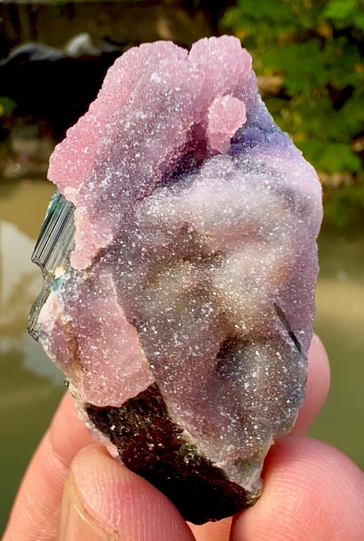 Crystallized Rose Quartz on Schorl Tourmaline from Afghanistan, 56 gram