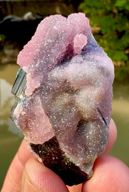 Crystallized Rose Quartz on Schorl Tourmaline from Afghanistan, 56 gram