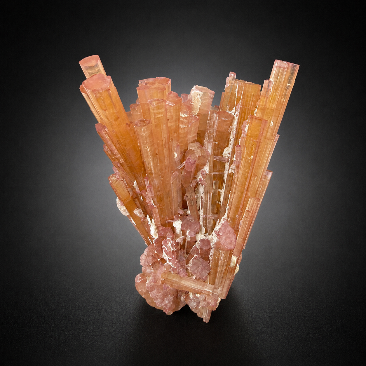Orange Tourmaline Crystals Cluster , 224 gran